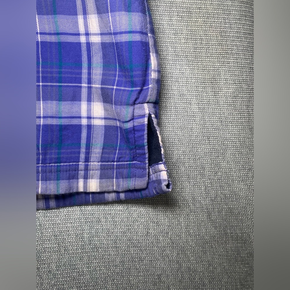 LL Bean Shirt Jacket Women Medium Purple Plaid Fleece Lined - Picture 2 of 10